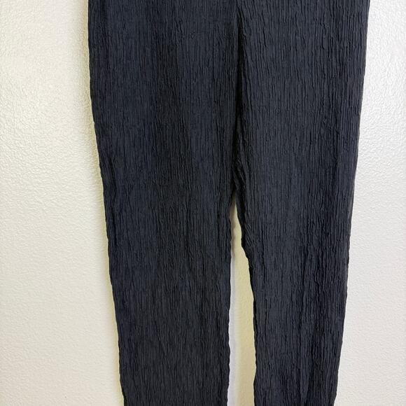 Dressori Pants Womens XS Black Pull On Crinkle Silk Blend Elastic Textured 25.5" - Picture 4 of 8